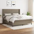 cadre de lit avec matelas Taupe 180x200 cm Tissu
