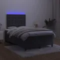 cadre de lit et matelas LED noir 120x190 cm velours