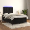 cadre de lit et matelas LED noir 120x190 cm velours
