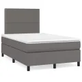 cadre de lit avec matelas gris 120x190 cm similicuir