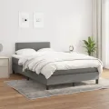cadre de lit avec matelas gris foncé 120x190cm tissu