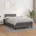 cadre de lit avec matelas gris 120x190 cm similicuir