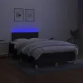 cadre de lit matelas et LED noir 120x190 cm tissu