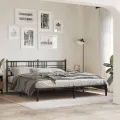 Cadre de lit métal avec tête de lit noir 193x203 cm