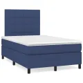 cadre de lit avec matelas bleu 120x190 cm tissu