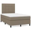 cadre de lit avec matelas taupe 120x190 cm tissu