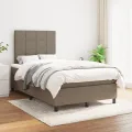cadre de lit avec matelas taupe 120x190 cm tissu