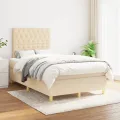 cadre de lit avec matelas crème 120x190 cm tissu