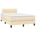 cadre de lit matelas et LED crème 120x190 cm tissu