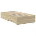 Cadre de lit et tiroirs chêne sonoma 90x190cm bois d'ingénierie