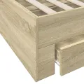 Cadre de lit et tiroirs chêne sonoma 90x190cm bois d'ingénierie