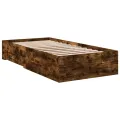 Cadre de lit et tiroirs chêne fumé 100x200 cm bois d'ingénierie