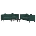 Ensemble de canapés 2 pcs avec coussins vert foncé velours