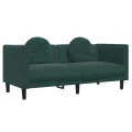 Ensemble de canapés 2 pcs avec coussins vert foncé velours