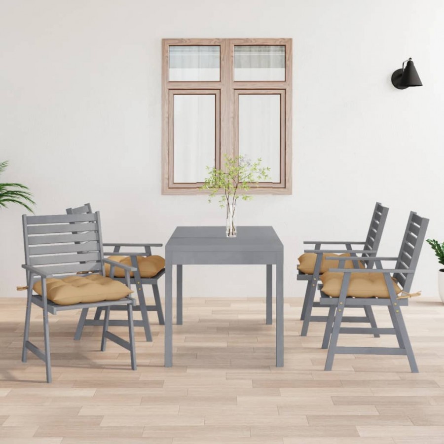 Chaises à dîner d'extérieur avec coussins 4 pcs Acacia massif