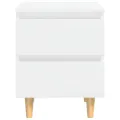 Table de chevet avec pieds en pin Blanc brillant 40x35x50 cm