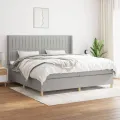 cadre de lit avec matelas Gris clair 200x200cm Tissu