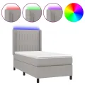 cadre de lit matelas LED Gris clair 100x200 cm Tissu