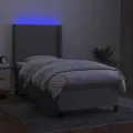 cadre de lit matelas LED Gris clair 100x200 cm Tissu