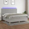 cadre de lit matelas et LED Gris clair 200x200 cm