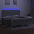 cadre de lit matelas et LED Gris clair 200x200 cm