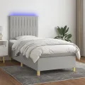 cadre de lit matelas LED Gris clair 100x200 cm Tissu