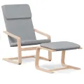Chaise de relaxation avec repose-pied Gris clair Tissu