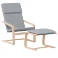 Chaise de relaxation avec repose-pied Gris clair Tissu