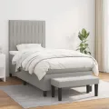 cadre de lit avec matelas Gris clair 100x200cm Tissu