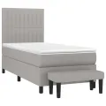 cadre de lit avec matelas Gris clair 100x200cm Tissu