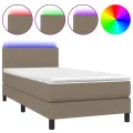 cadre de lit avec matelas LED Taupe 100x200 cm Tissu