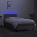 cadre de lit avec matelas LED Taupe 100x200 cm Tissu