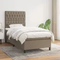 cadre de lit avec matelas Taupe 100x200 cm Tissu