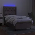 cadre de lit matelas et LED Taupe 100x200 cm Tissu