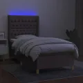 cadre de lit matelas et LED Taupe 100x200 cm Tissu
