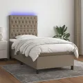 cadre de lit et matelas et LED Taupe 100x200cm Tissu