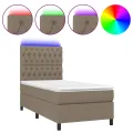 cadre de lit et matelas et LED Taupe 100x200cm Tissu