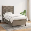cadre de lit avec matelas Taupe 100x200 cm Tissu
