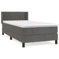cadre de lit et matelas Gris foncé 90x190 cm Velours