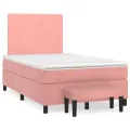 cadre de lit avec matelas rose 120x190 cm velours