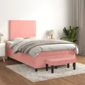 cadre de lit avec matelas rose 120x190 cm velours