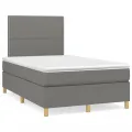 cadre de lit avec matelas gris foncé 120x190cm tissu