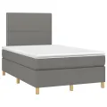 cadre de lit avec matelas gris foncé 120x190cm tissu