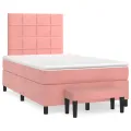 cadre de lit avec matelas rose 120x190 cm velours