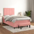 cadre de lit avec matelas rose 120x190 cm velours