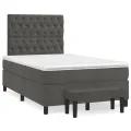 cadre de lit et matelas gris foncé 120x190cm velours