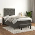 cadre de lit et matelas gris foncé 120x190cm velours