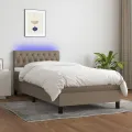 cadre de lit avec matelas LED Taupe 100x200 cm Tissu