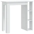 Table de bar et étagère Blanc brillant 102x50x103,5cm Aggloméré