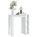 Table de bar et étagère Blanc brillant 102x50x103,5cm Aggloméré